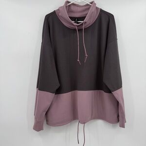 Athleta Two-Tone Hoodie in Mauve and Charcoal